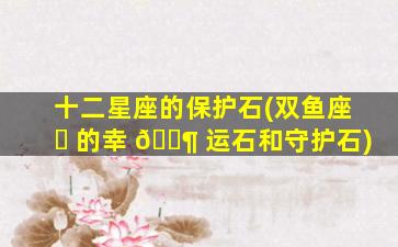 十二星座的保护石(双鱼座 ☘ 的幸 🐶 运石和守护石)